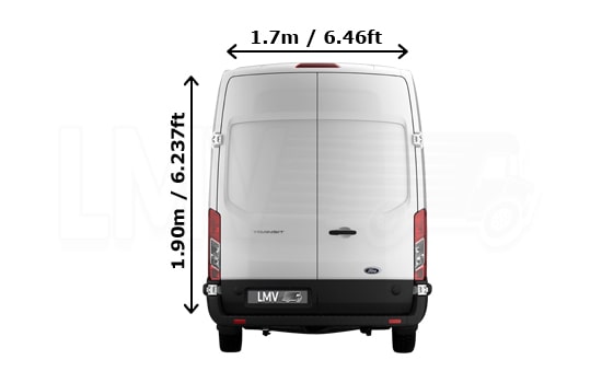 Extra Large Van for a move in London - Back View Dimension