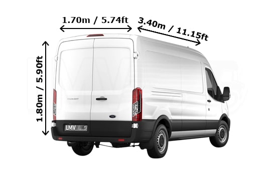 Large Van for a move in London - Back View Dimension