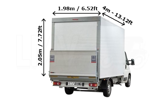 Luton Van for a move in London - Back View Dimension