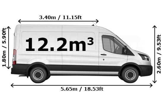 Large Van for a move in London - Side View Dimension