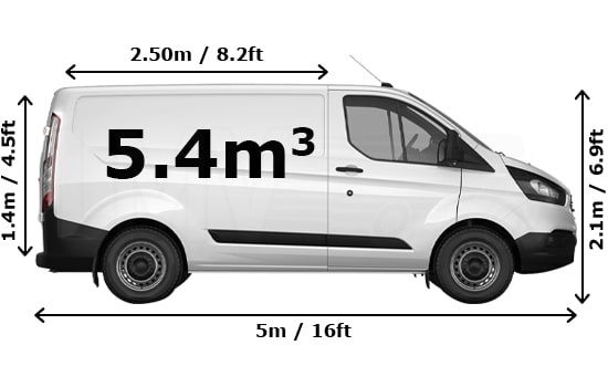 Medium Van for a move in London - Side View Dimension