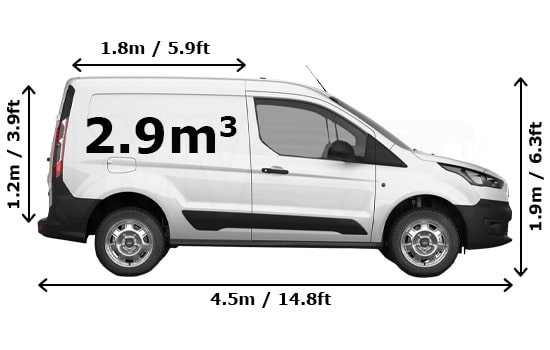 Small Van for a move in London - Side View Dimension